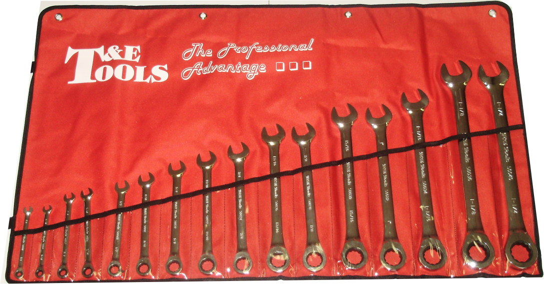 Wrenches T & E Tools 13002 16 Piece Tiger Tooth Ratchet Wrench Set- SAE