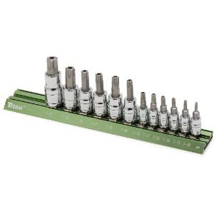 Hex & Star Sockets Professional Series Titan 16121 12 Pc Tamper Resistant Torx Star Bit Set