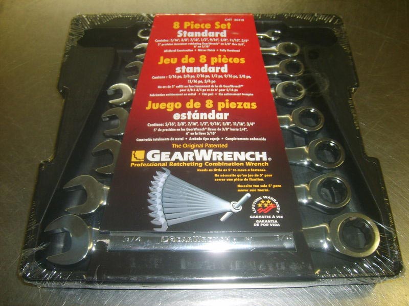 Wrenches Gear Wrench 35418 8 pc SAE Ratcheting Combination Wrench Set