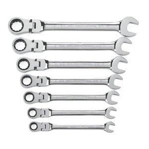 Wrenches GearWrench 35422 7 Piece Flex-Head Combination Ratcheting Wrench Set SAE
