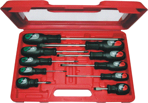 Nut Drivers, Star/Hex Handrivers & Screwdrivers T & E Tools 78010 10 Piece Slotted & Phillips Screwdriver Set