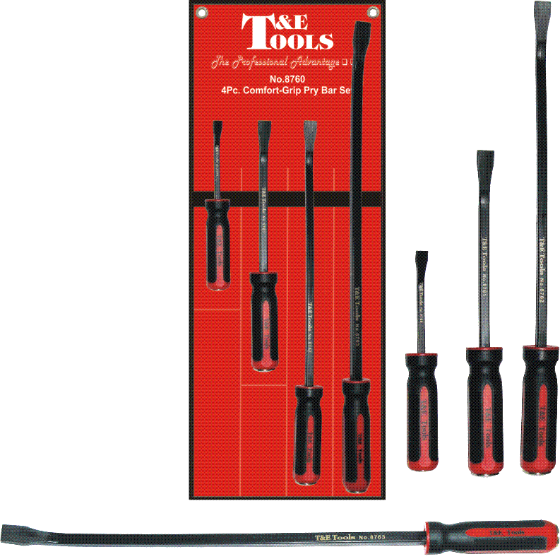 Pullers 2 Jaw/3 Jaw/Slide Hammer/Posi-Lock/Bar T & E Tools 8760 4Pc. Comfort-Grip Pry Bar Set