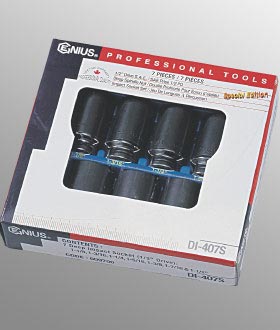 Truck Wheel Bearing Locknut Sockets Genius DI-407M 7 Piece Metric Deep Spindle Nut Impact Socket Set