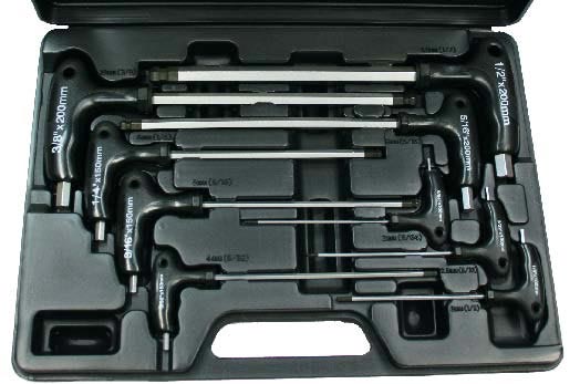 Nut Drivers, Star/Hex Handrivers & Screwdrivers T & E Tools MK065 9 piece Standard T-Handle Ball-End Hex Key Set
