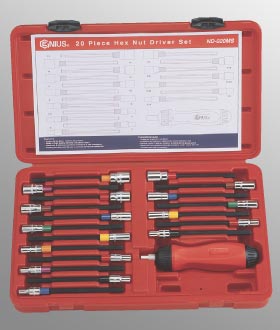 Nut Drivers, Star/Hex Handrivers & Screwdrivers PN:ND020MS Genius 20 Piece Hex Nut Driver Set