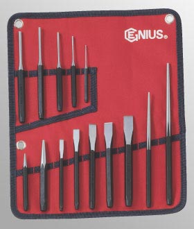 PryBars, Scrapers, Punches & Chisels Genius PC-514M 14 Piece Metric Punch & Chisel Set