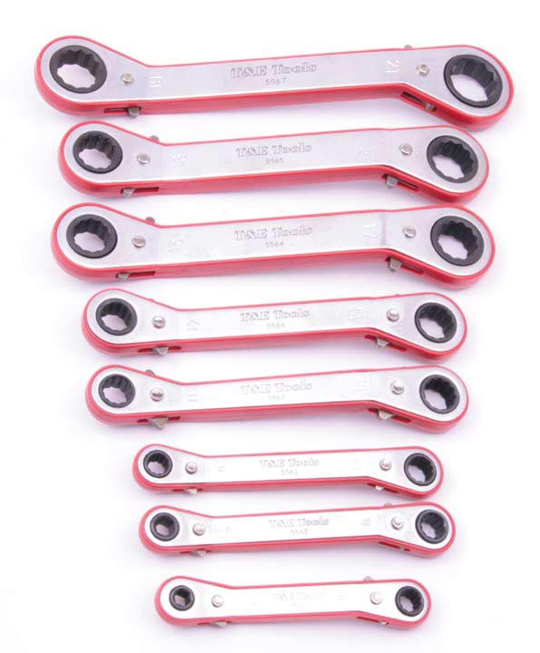 Wrenches T & E Tools 5589 8 Piece  Metric Offset Ratchet Ring Wrench Set-MM
