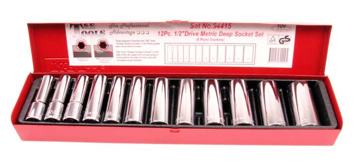 1/2 Drive Professional T & E  Tools 94415 Metric 12Pc. Socket Set [6 Point]-1/2