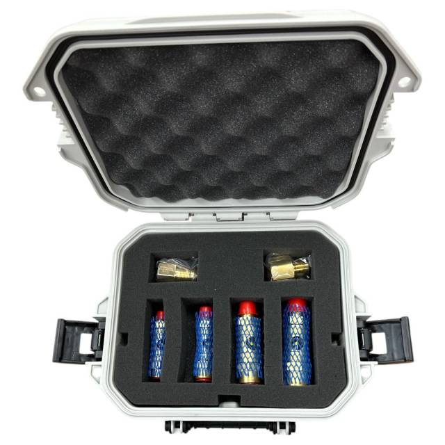 Multiple size sight glasses for fuel, oil, and coolant inspections.